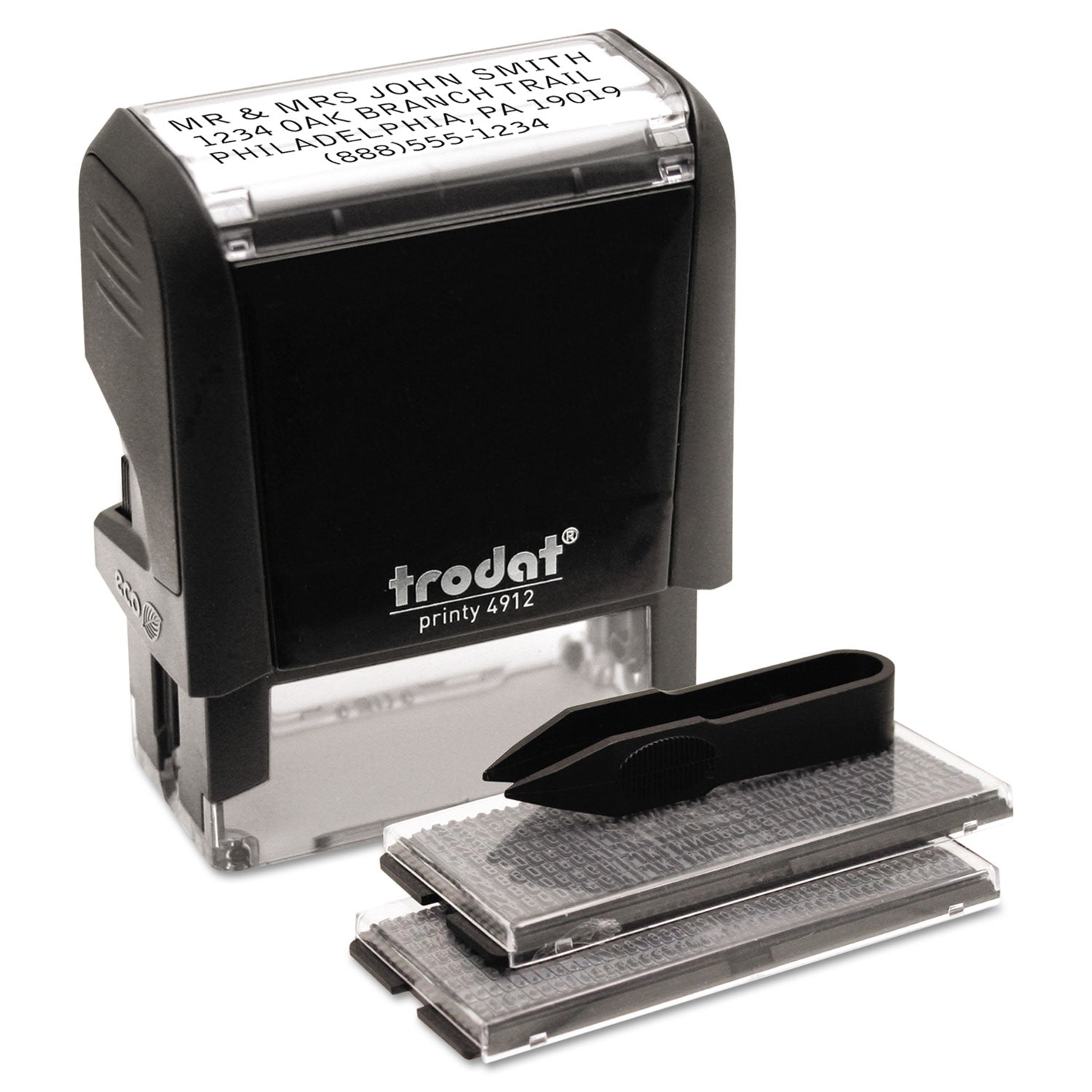 Trodat Printy Do It Yourself Self-Inking Message Stamp, 0.75" x 1.88", Black