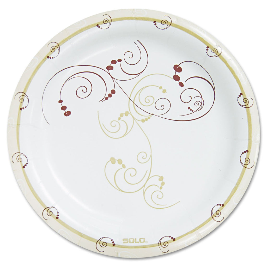 Dart Symphony Paper Dinnerware, Heavyweight Plate, 9" dia, Tan, 125/Pack