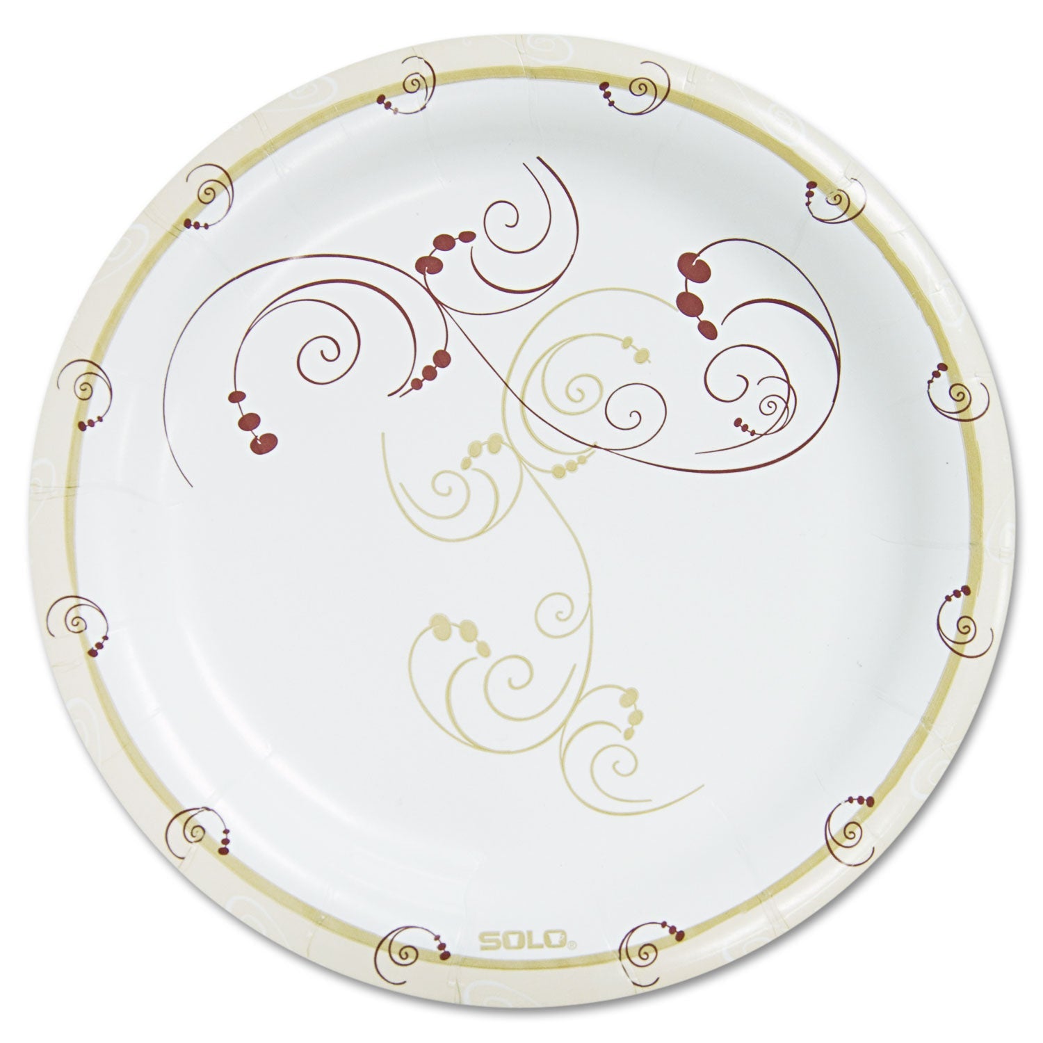 Dart Symphony Paper Dinnerware, Heavyweight Plate, 9" dia, Tan, 125/Pack