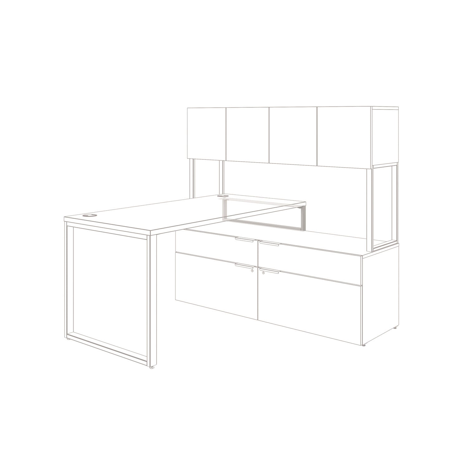 HON Voi O-Leg Support for Low Credenza, 2 x 29.75 x 7, Platinum Metallic