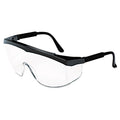 MCR Stratos Safety Glasses, Black Frame, Clear Lens, 12/Box