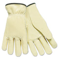 MCR Full Leather Cow Grain Driver Gloves, Tan, Large, 12 Pairs