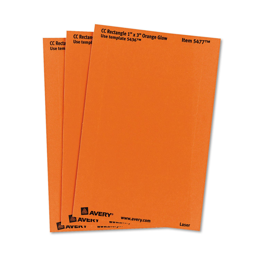 Avery Printable Self-Adhesive Removable Color-Coding Labels, 1 x 3, Neon Orange, 5/Sheet, 40 Sheets/Pack, (5477)
