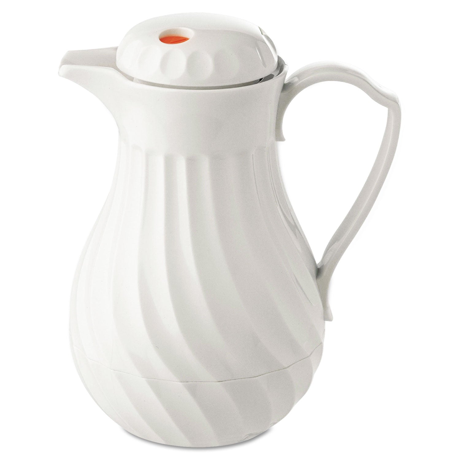 Hormel Poly Lined Carafe, Swirl Design, 40 oz, White