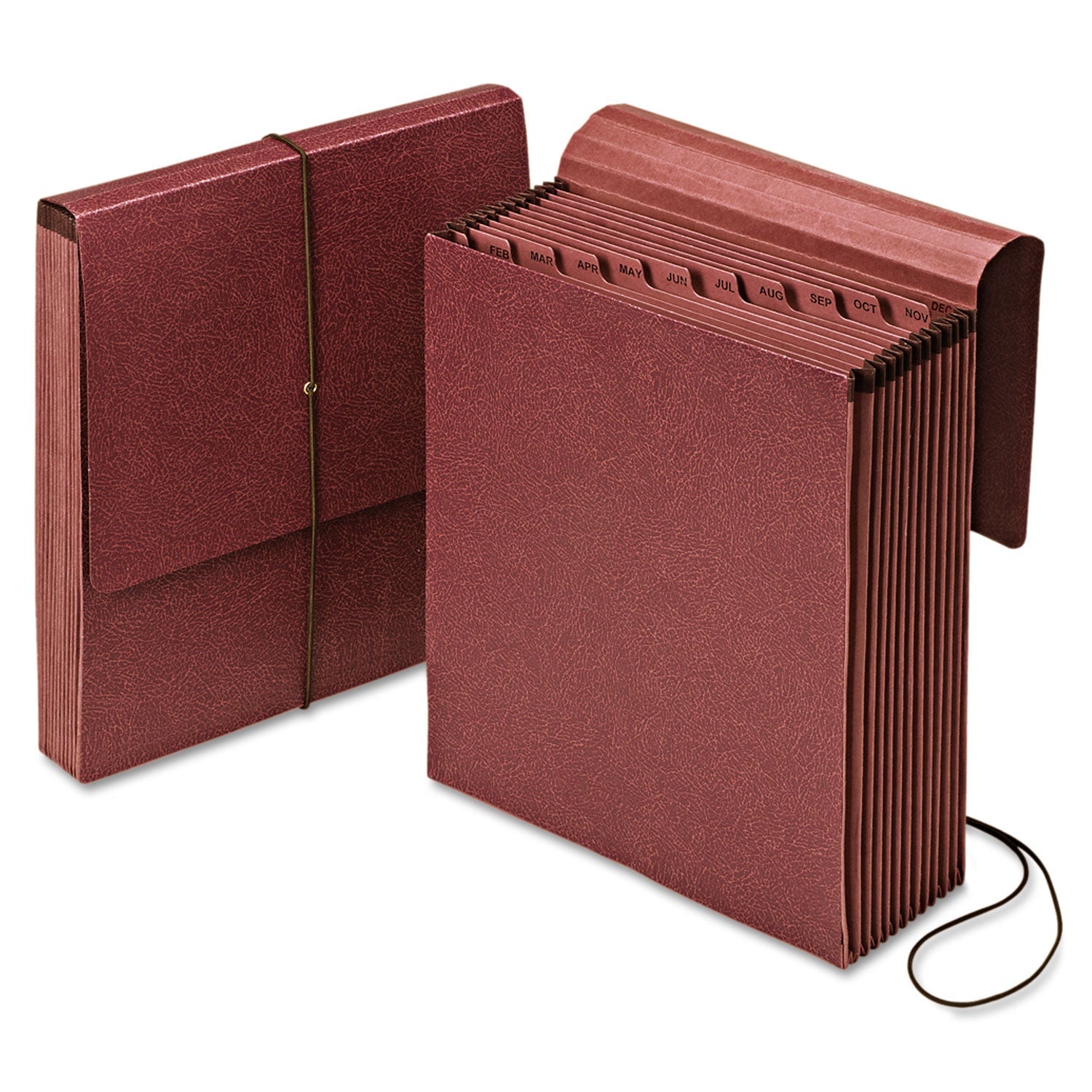 Pendaflex Vertical Indexed Expanding File, 12 Sections, Elastic Cord Closure, 1/12-Cut Tabs, Letter Size, Red Fiber