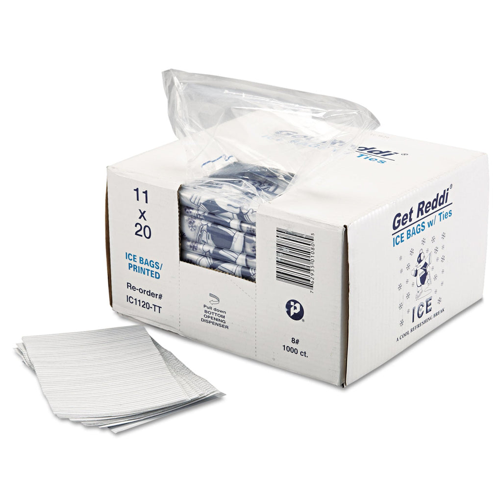 Inteplast Group Ice Bags, 1.5 mil, 11" x 20", Clear, 1,000/Carton