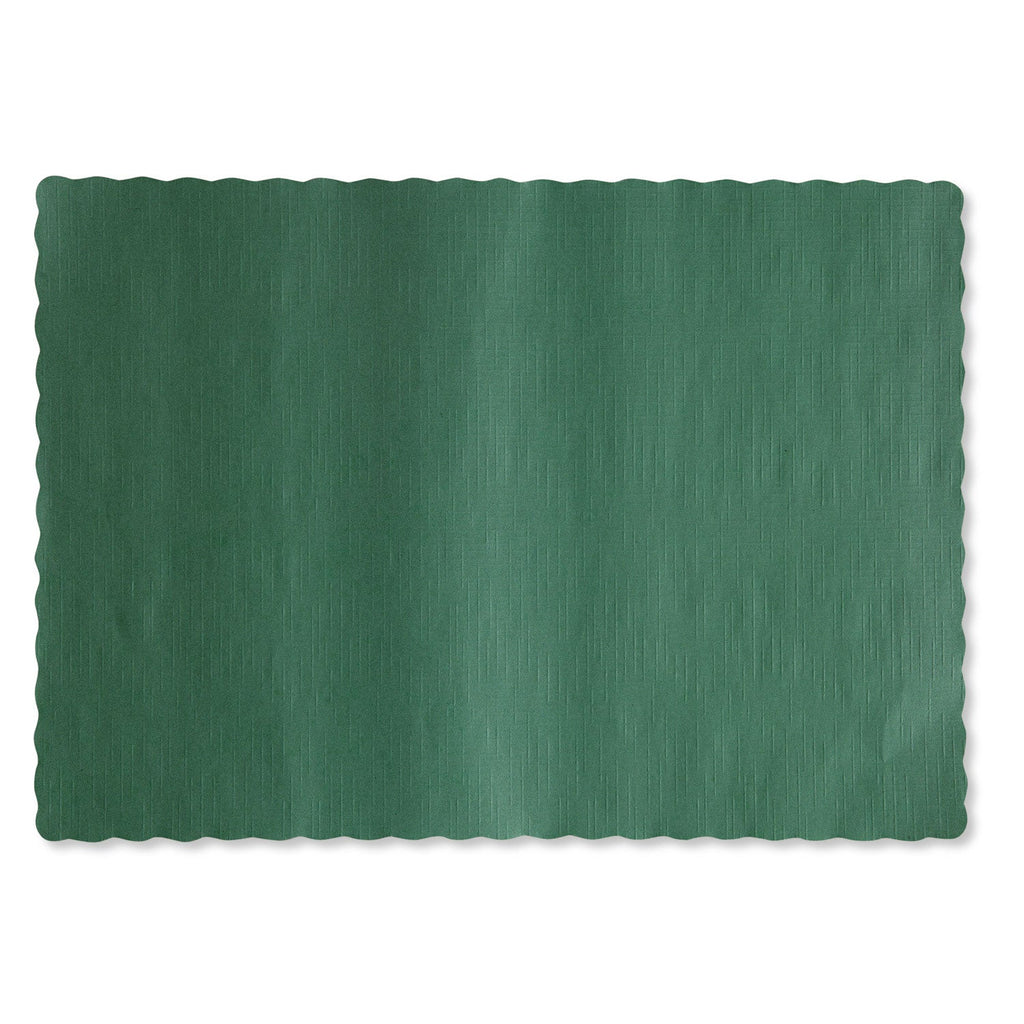Hoffmaster Solid Color Scalloped Edge Placemats, 9.5 x 13.5, Hunter Green, 1,000/Carton