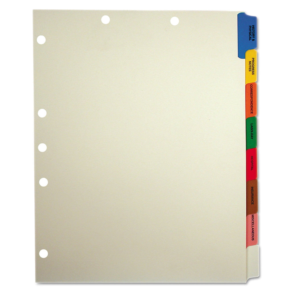 Tabbies Side Tab Medical Chart Divider Sets, 8-Tab, Assorted Medical, 11 x 9, Manila, 40 Sets