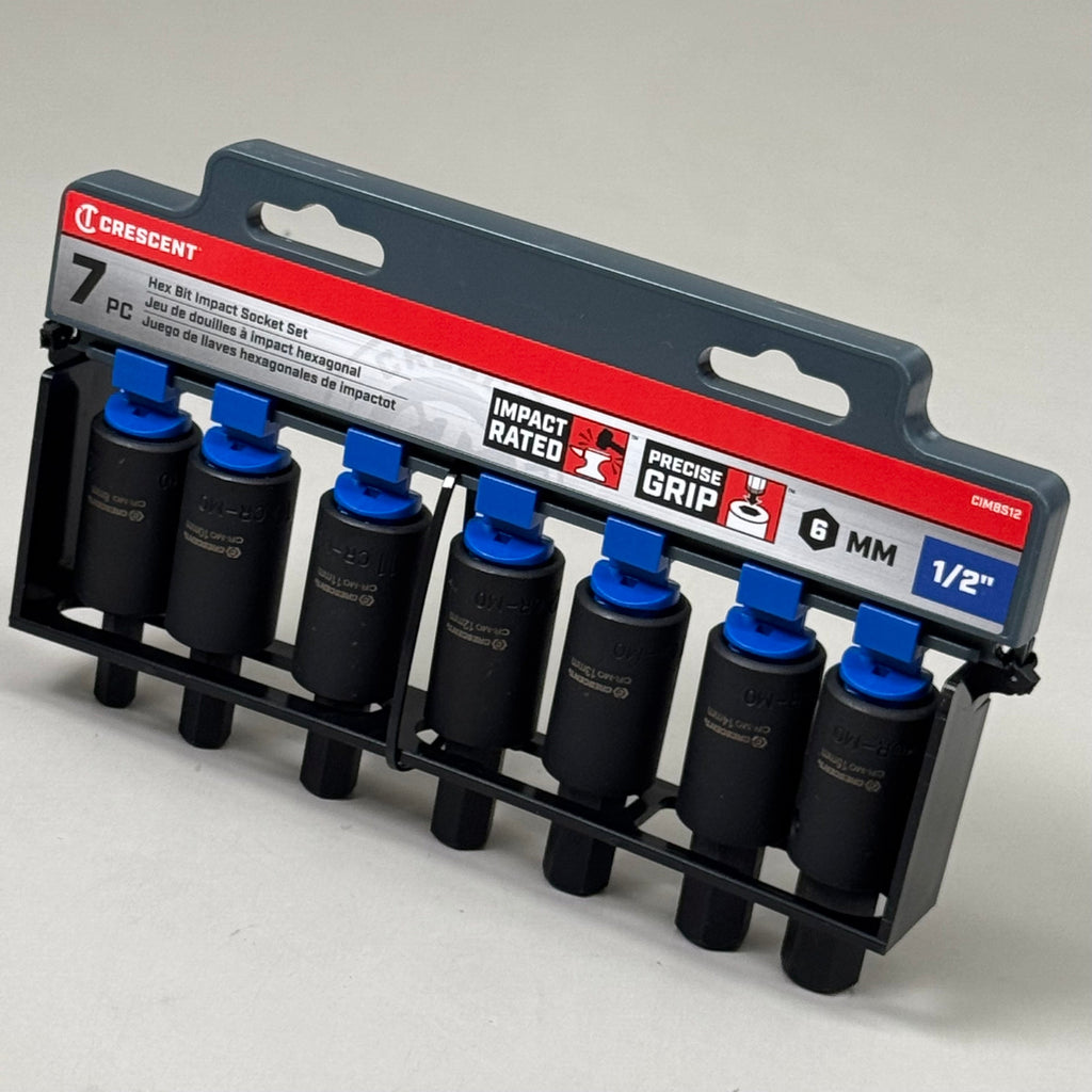 CRESCENT (7 pc) Assorted Sizes X 1/2 in. Metric 6 Point Hex Bit Socket Set CIMBS12