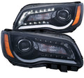 Anzo 2011-2014 Chrysler 300 Projector Headlights w/Plank Style Design Black