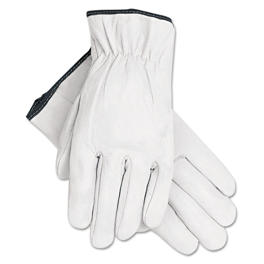 MCR Grain Goatskin Driver Gloves, White, X-Large, 12 Pairs