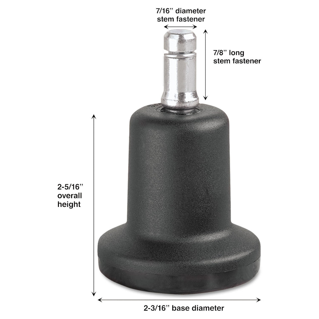 Master Caster High Profile Bell Glides, Grip Ring Type B Stem, 2.19" x 2.31" Glide, Matte Black, 5/Set
