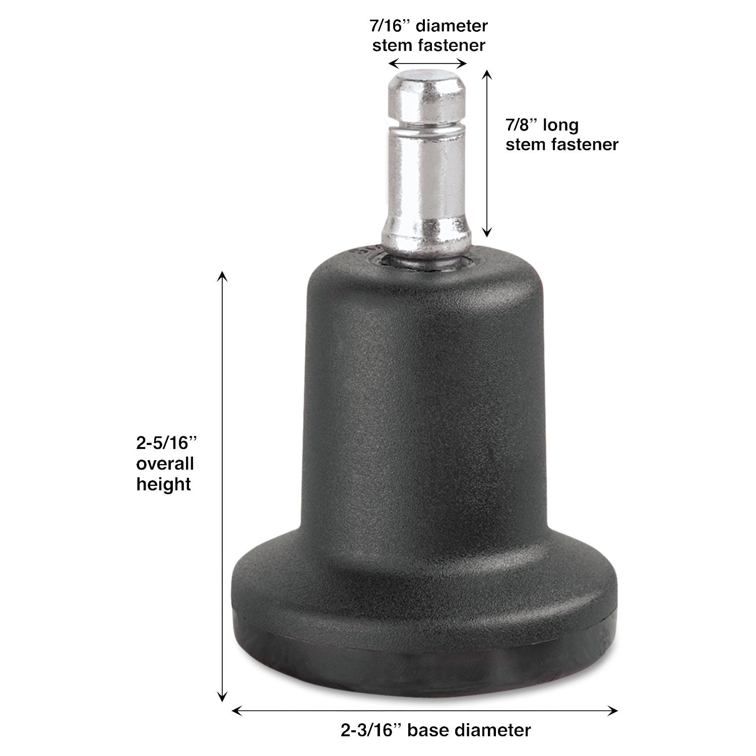 Master Caster High Profile Bell Glides, Grip Ring Type B Stem, 2.19" x 2.31" Glide, Matte Black, 5/Set