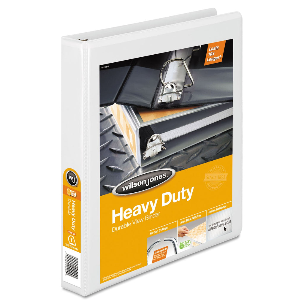Wilson Jones Heavy-Duty D-Ring View Binder with Extra-Durable Hinge, 3 Rings, 1" Capacity, 11 x 8.5, White