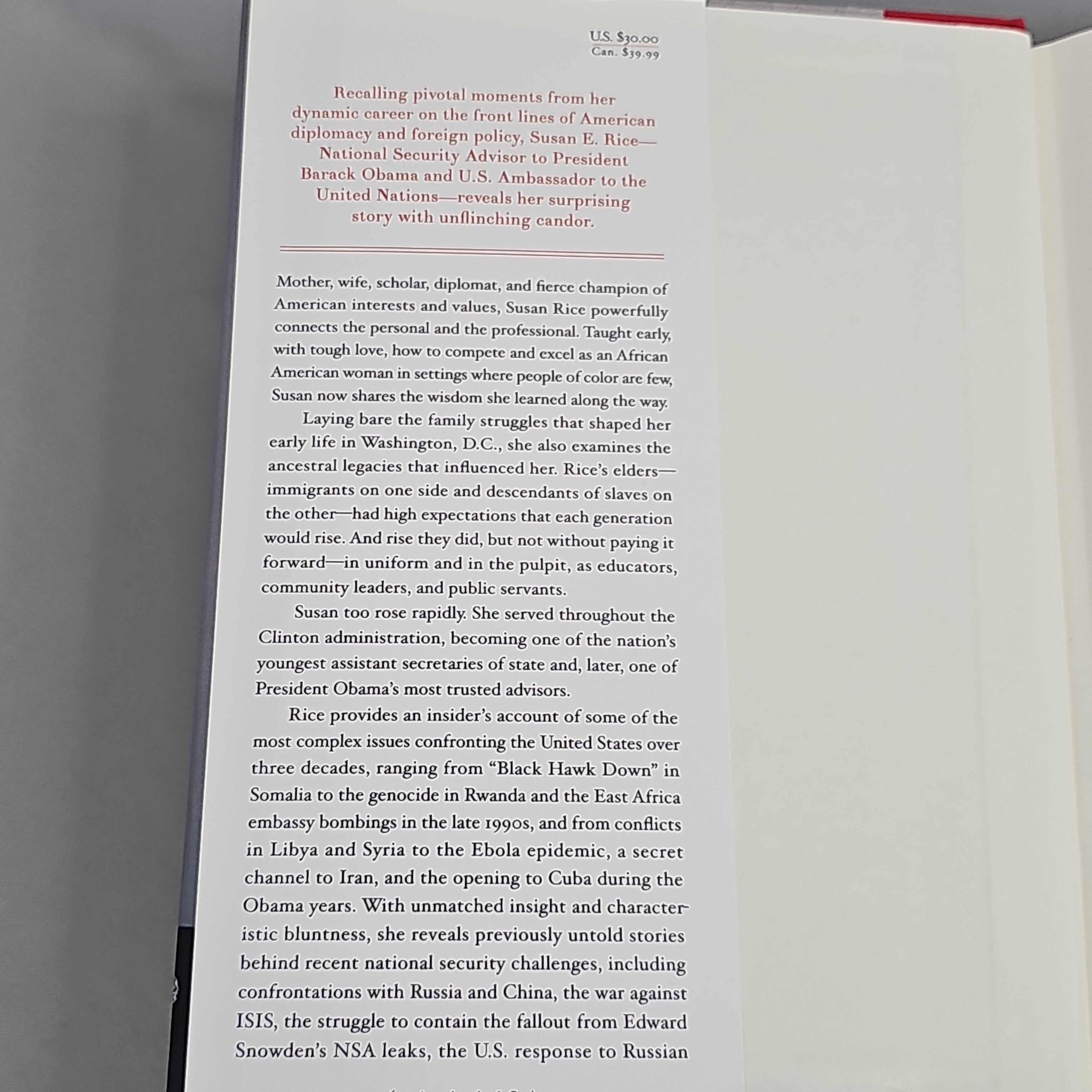 TOUGH LOVE by Susan Rice Book Hardback (New)