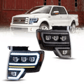 LED Headlight Assembly Matrix Projector Black For 2009-2014 F150 12th Gen