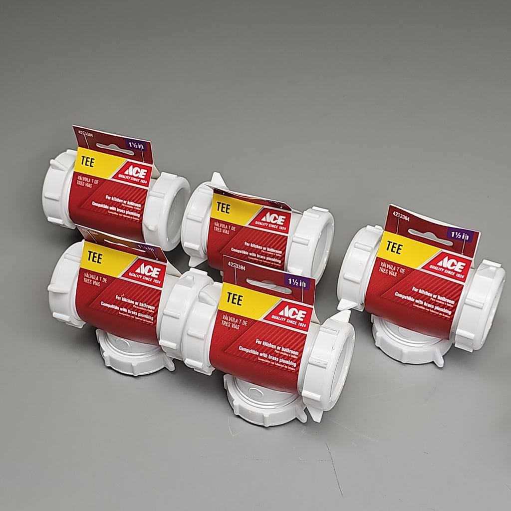ACE Coupling Plastic Tee 3 Way 1.5" 5-Pk ACE55-6W 4223384 (New)