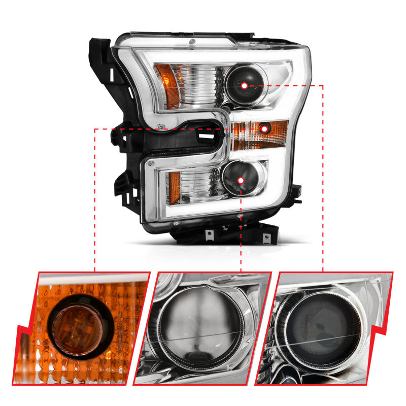 Anzo 2015-2016 Ford F-150 Projector Headlights w/ Plank Style Switchback Ch