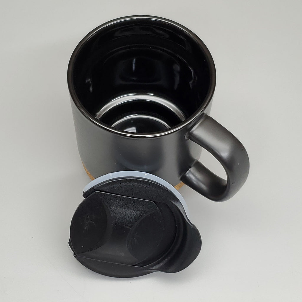 CERAMIC MUGS (12 PACK) w/ Cork Base & Lid Black AC566-00