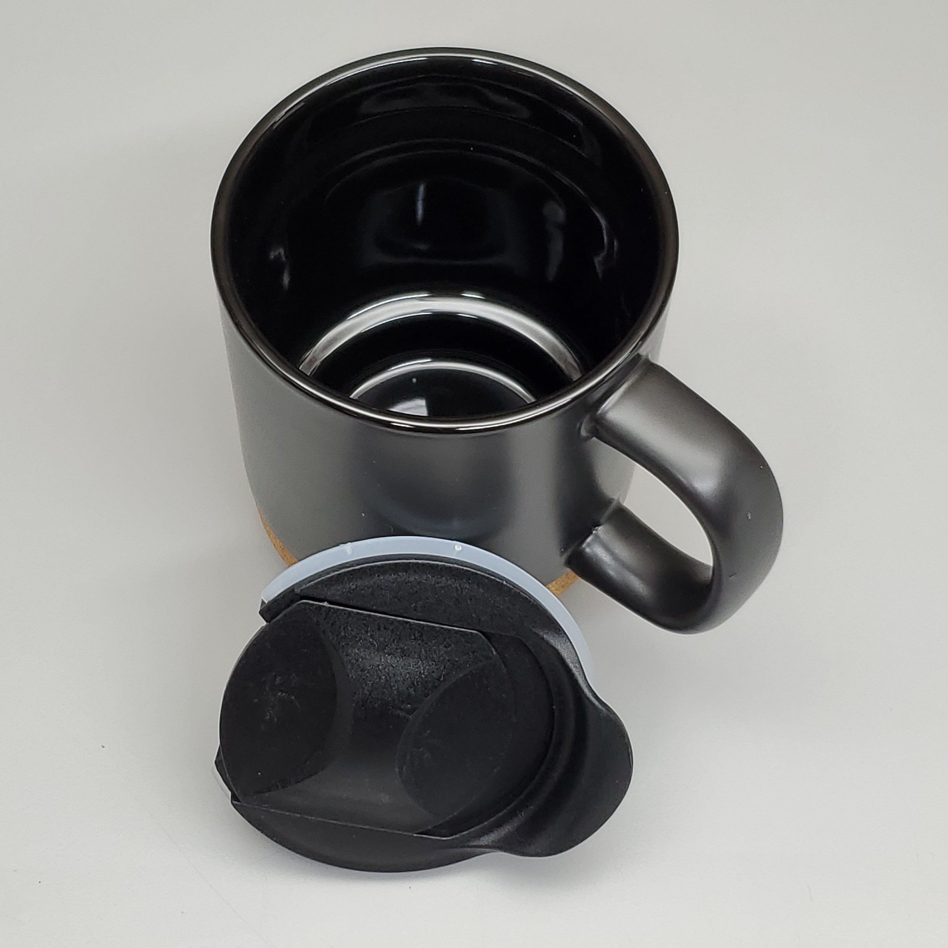CERAMIC MUGS (12 PACK) w/ Cork Base & Lid Black AC566-00