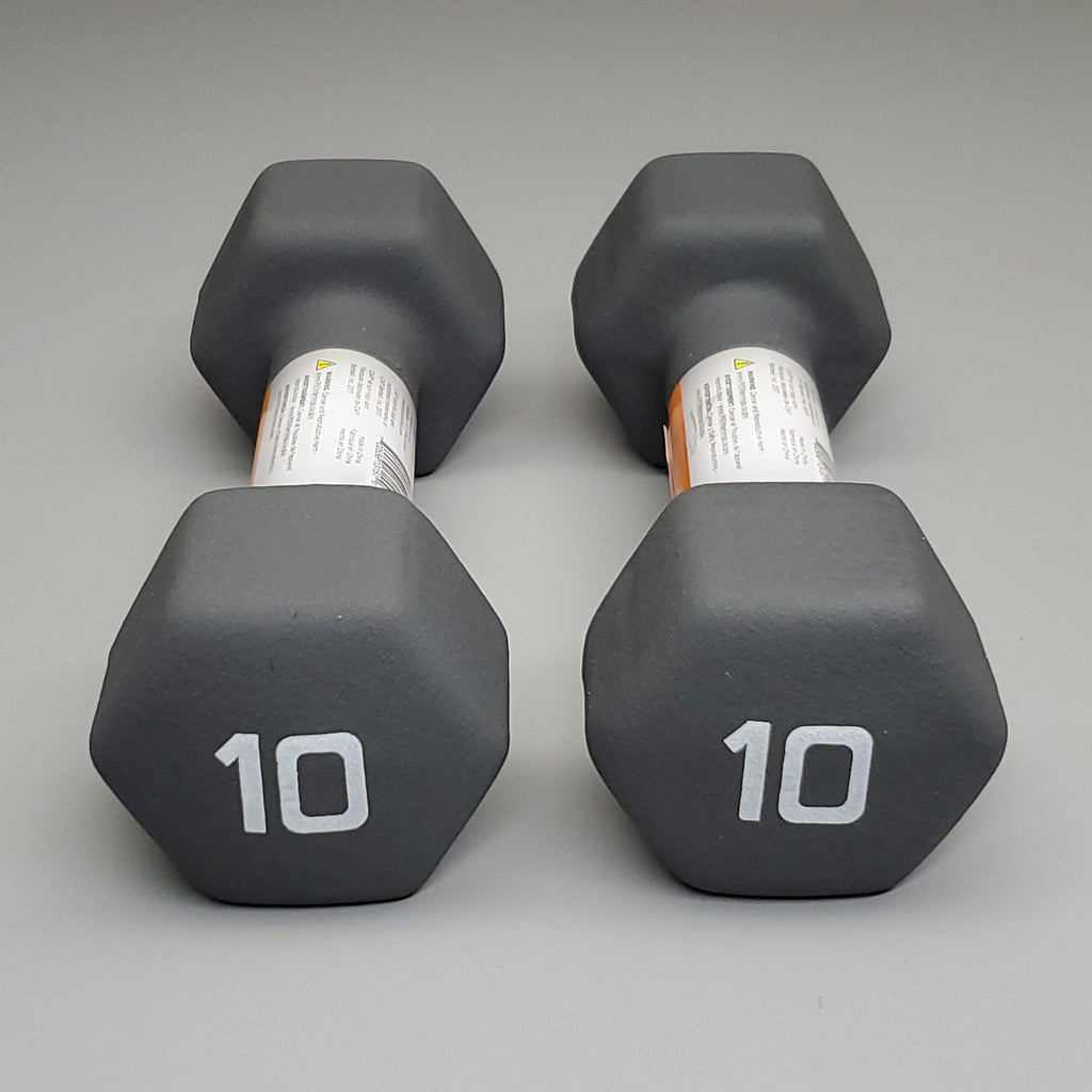 CAP (2 PACK) Neoprene Coated Dumbbells 10 lbs Each Grey SDN5-010 (New)