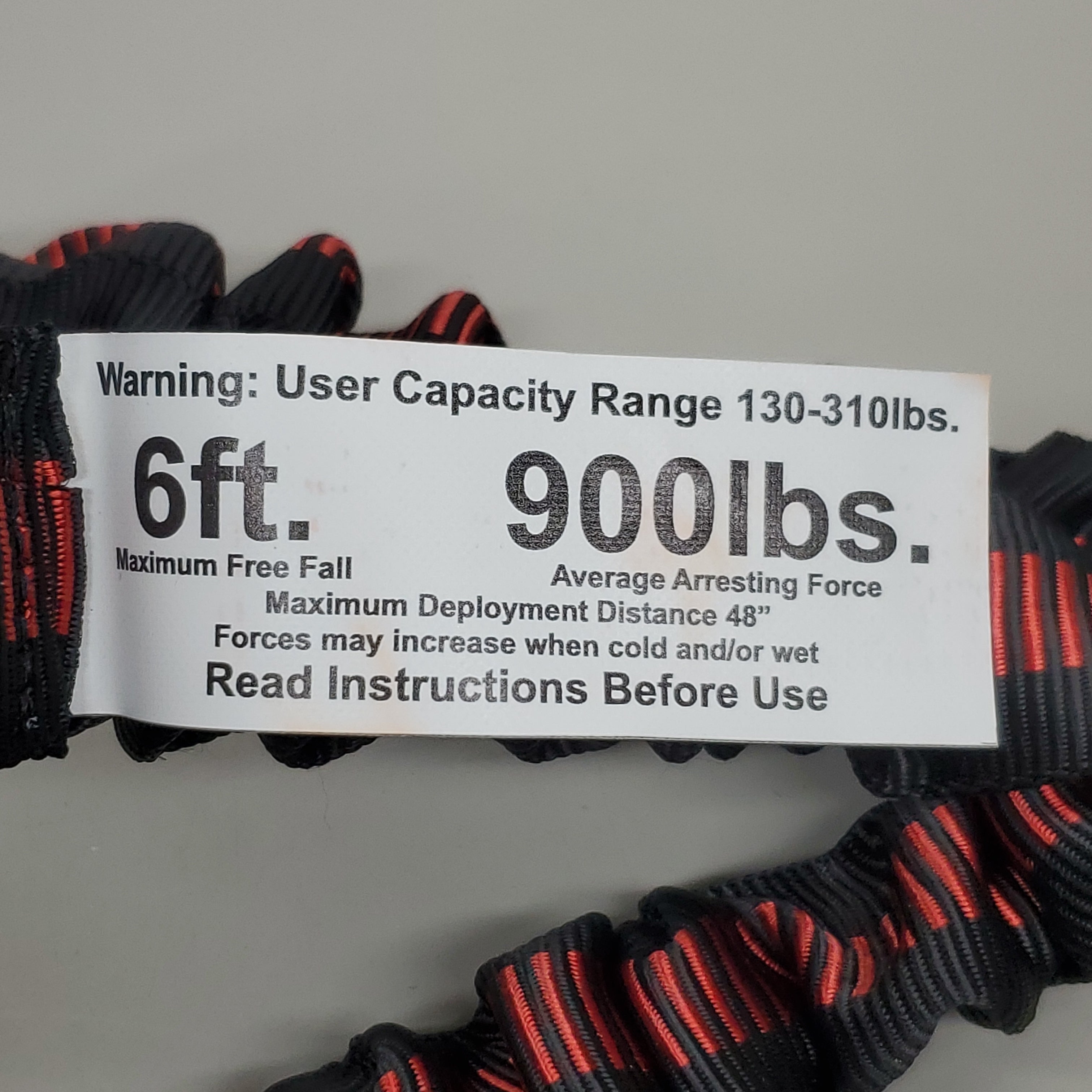 K-STRONG Fall Protection 6ft Internal Shock Absorbing Lanyard UFL204101