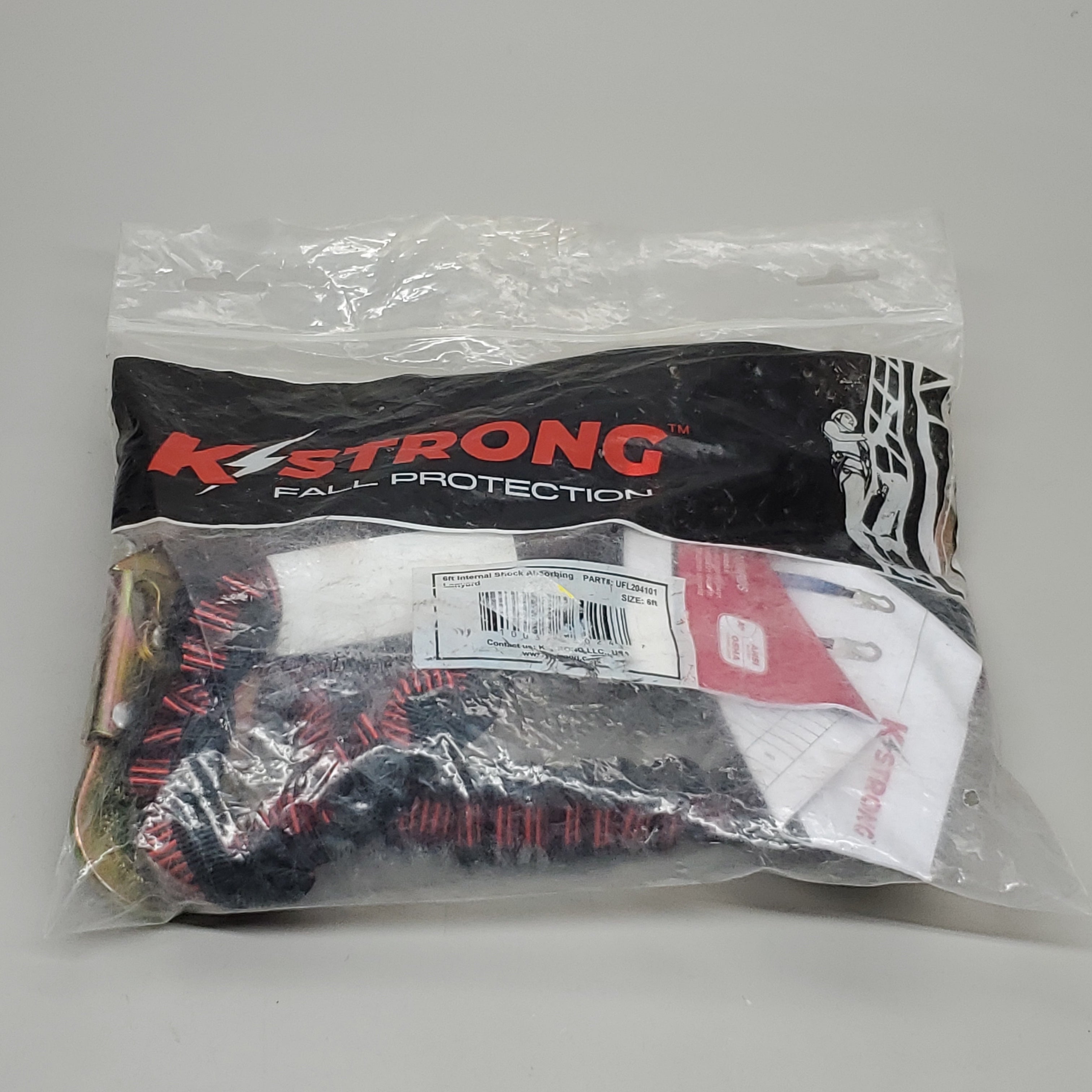 K-STRONG Fall Protection 6ft Internal Shock Absorbing Lanyard UFL204101