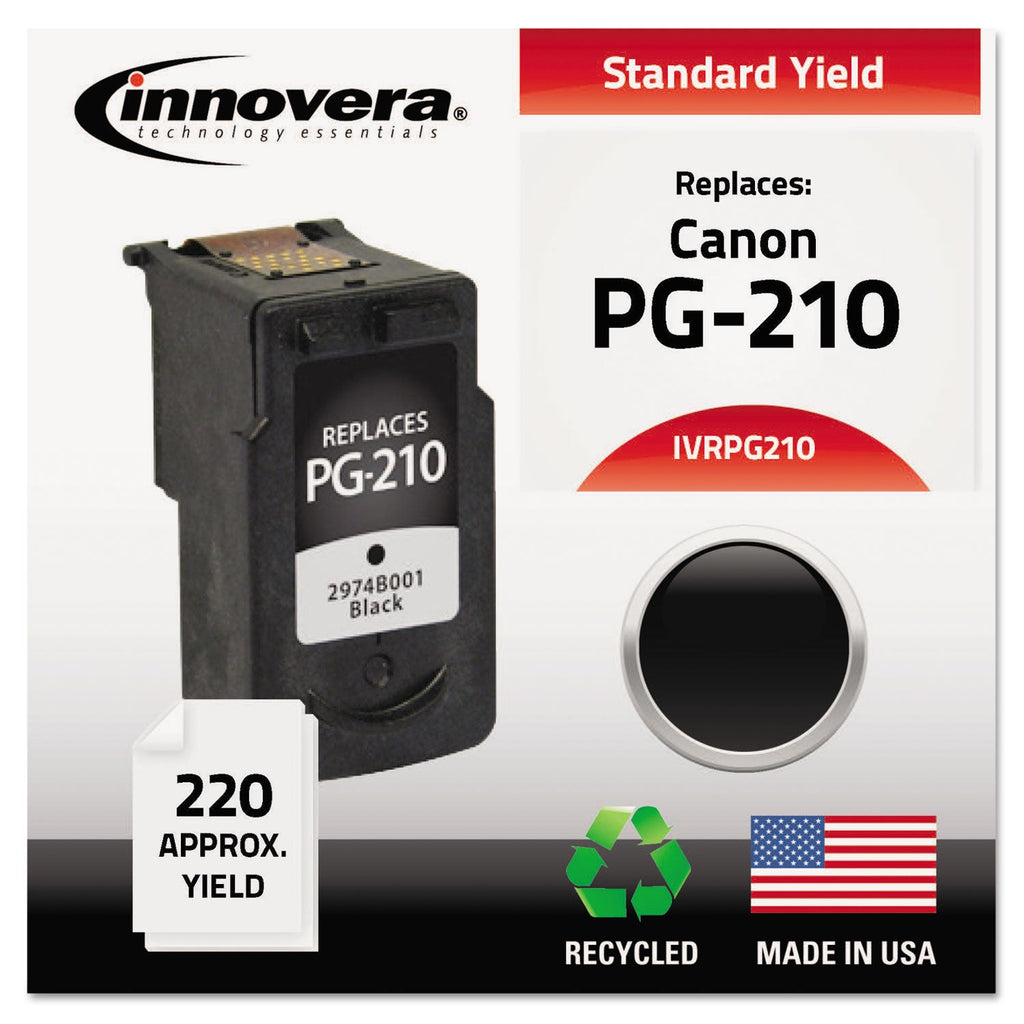 Innovera Remanufactured Black Ink, Replacement for PG-210 (2974B001), 220 Page-Yield