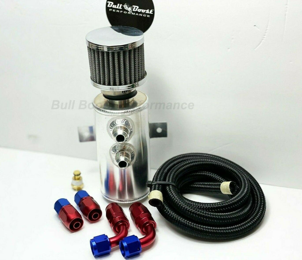 AN10 Universal Filtered Performance Oil Catch Can  2 Port -10AN SILVER