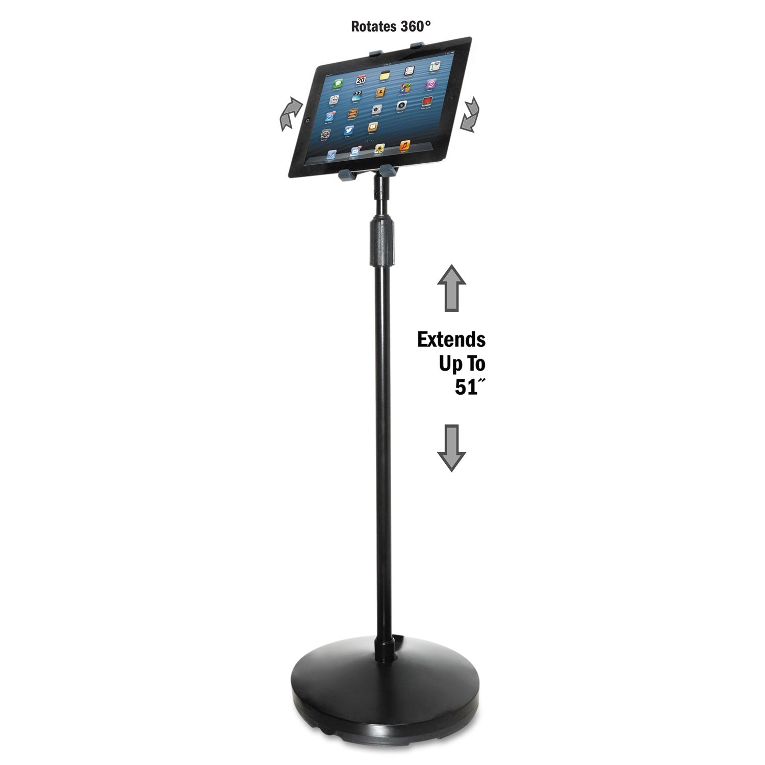Kantek Floor Stand for iPad and Other Tablets, Black