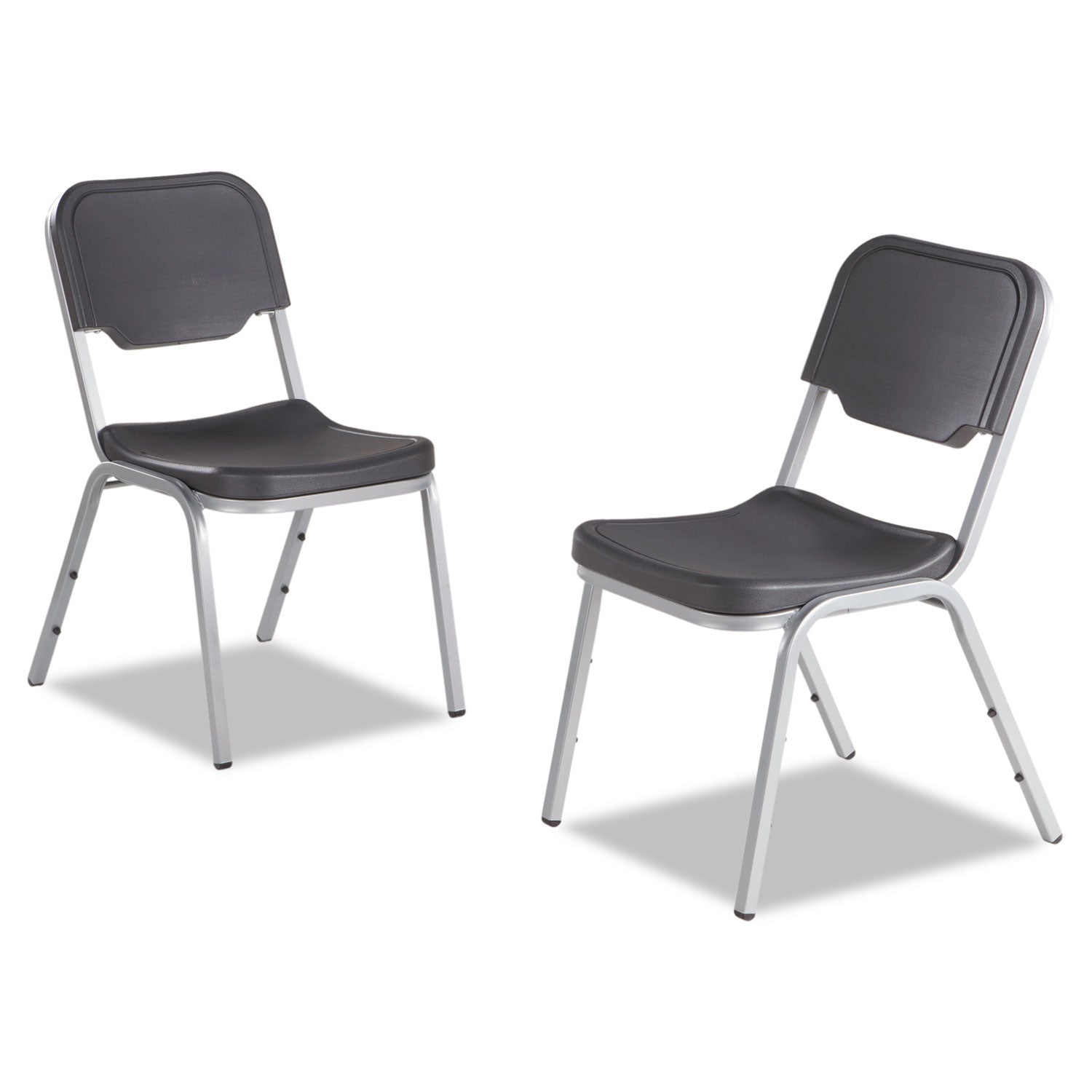 Iceberg Rough n Ready Stack Chair, Supports Up to 500 lb, Black Seat/Back, Silver Base, 4/Carton