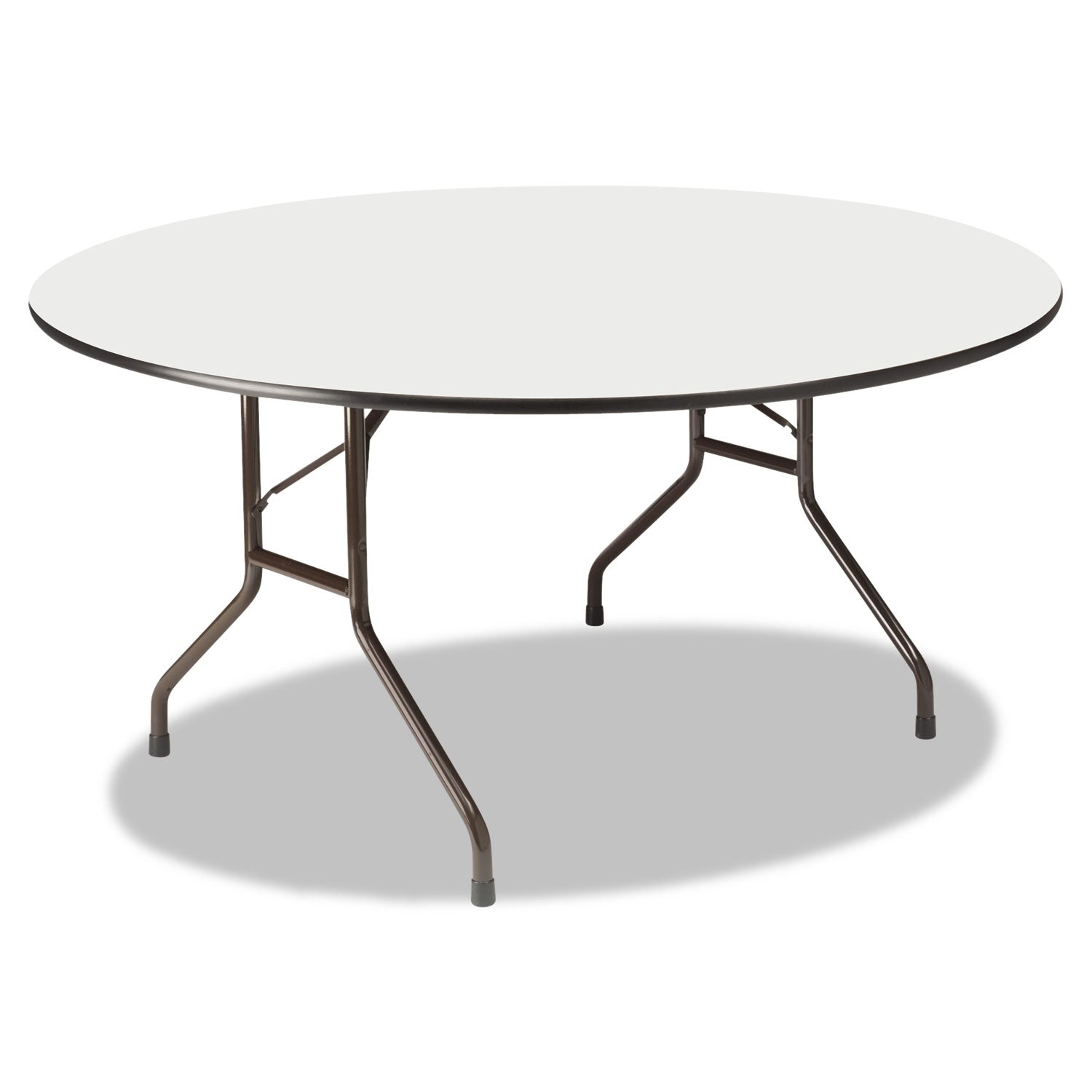 Iceberg OfficeWorks Wood Folding Table, Round, 60" Diameter x 29h, Gray Top, Charcoal Base