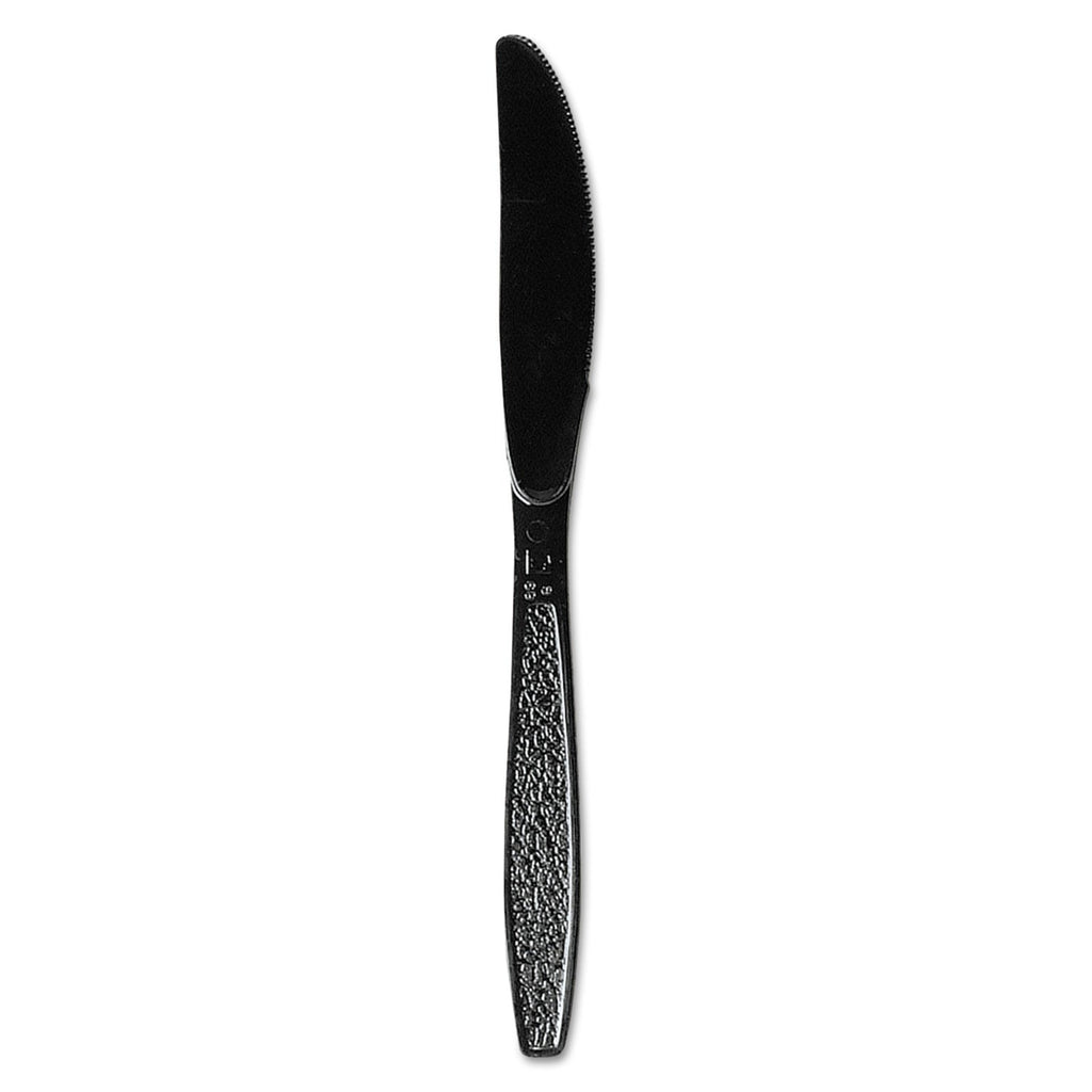 Dart Guildware Heavyweight Plastic Knives, Black, 1000/Carton