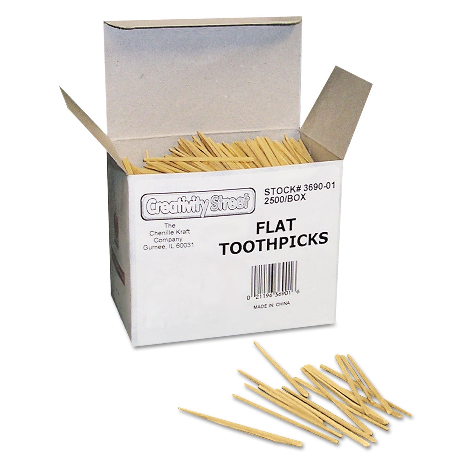 Creativity Street Flat Wood Toothpicks, Natural, 2,500/Pack