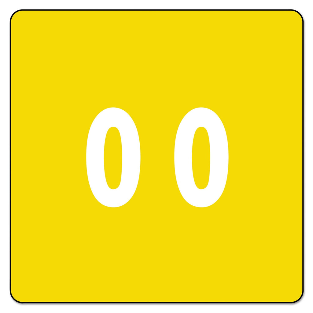 Smead Numerical End Tab File Folder Labels, 0, 1.5 x 1.5, Yellow, 250/Roll