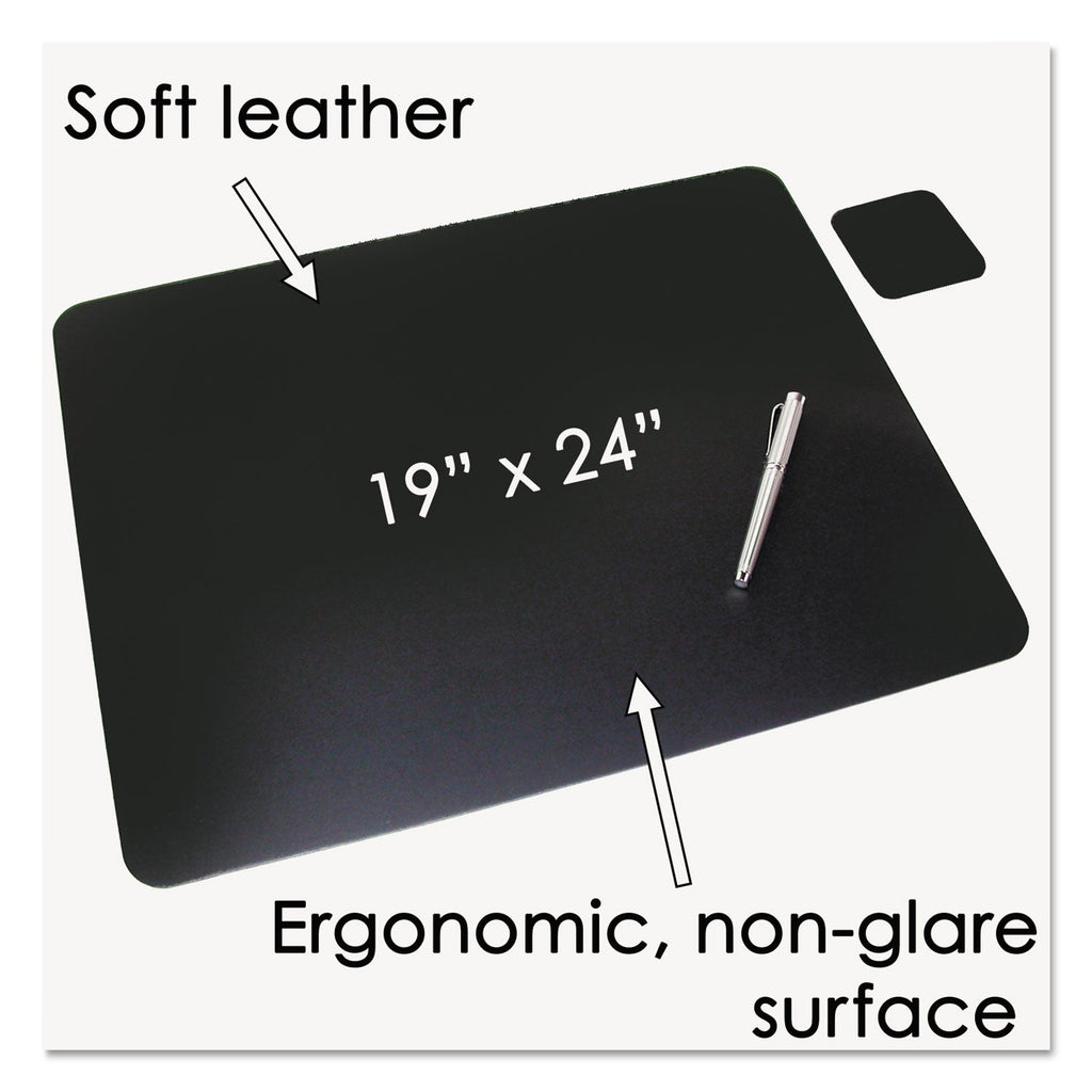 Artistic Leather Desk Pad with Coaster, 19 x 24, Black