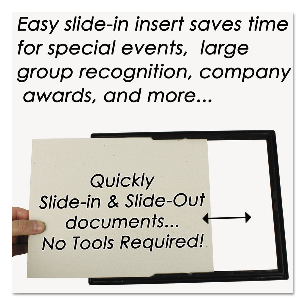 NuDell EZ Mount Document Frame with Trim Accent and Plastic Face, Plastic, 8.5 x 11 Insert, Black/Gold, 18/Carton