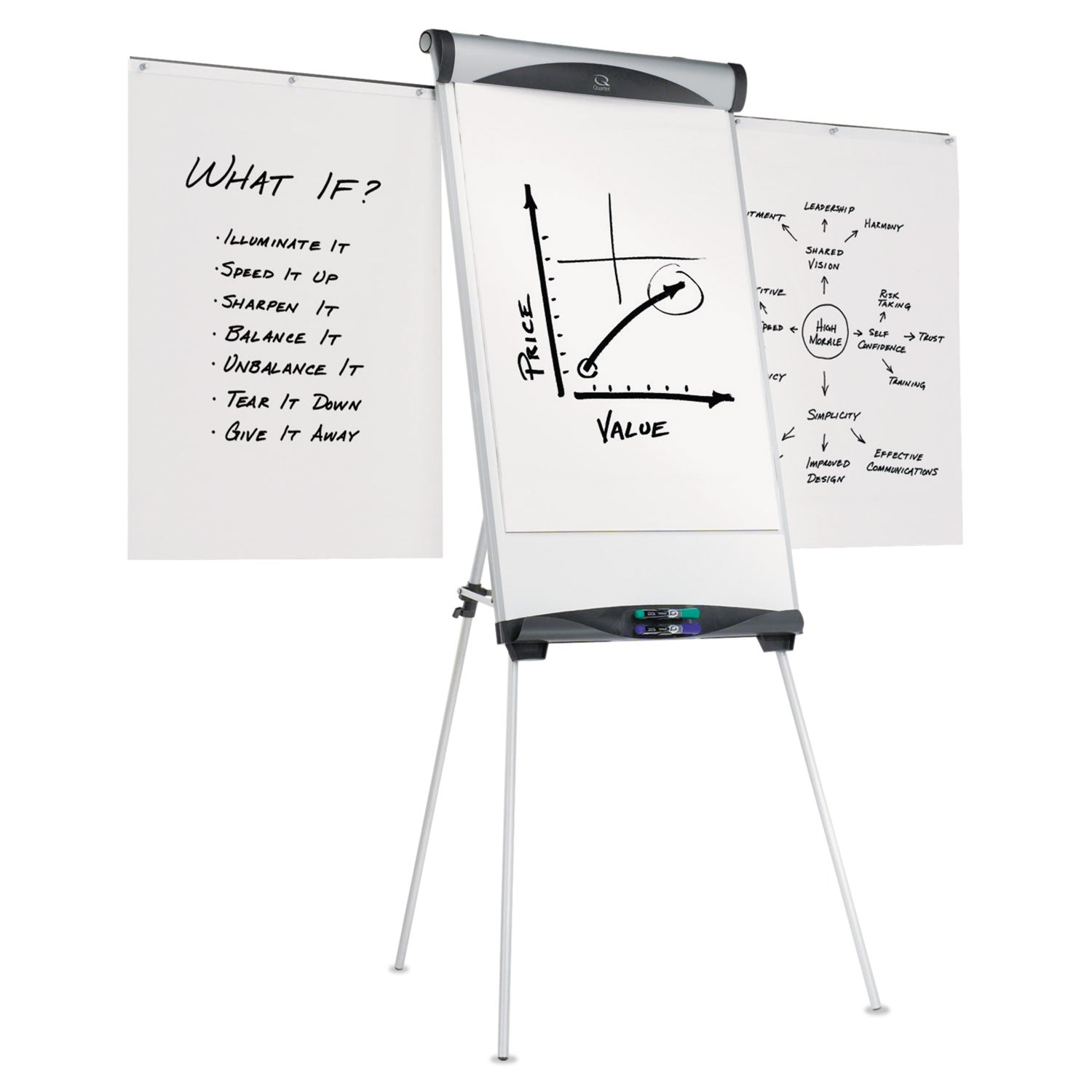 Quartet Euro Magnetic Presentation Easel, 27 x 39, White