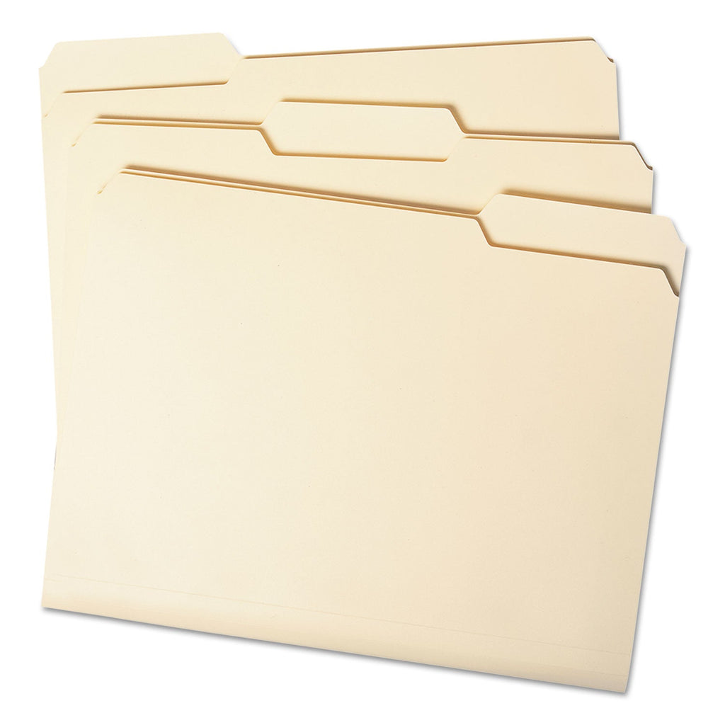 Smead WaterShed/CutLess File Folders, 1/3-Cut Tabs: Assorted, Letter Size, 0.75" Expansion, Manila, 100/Box