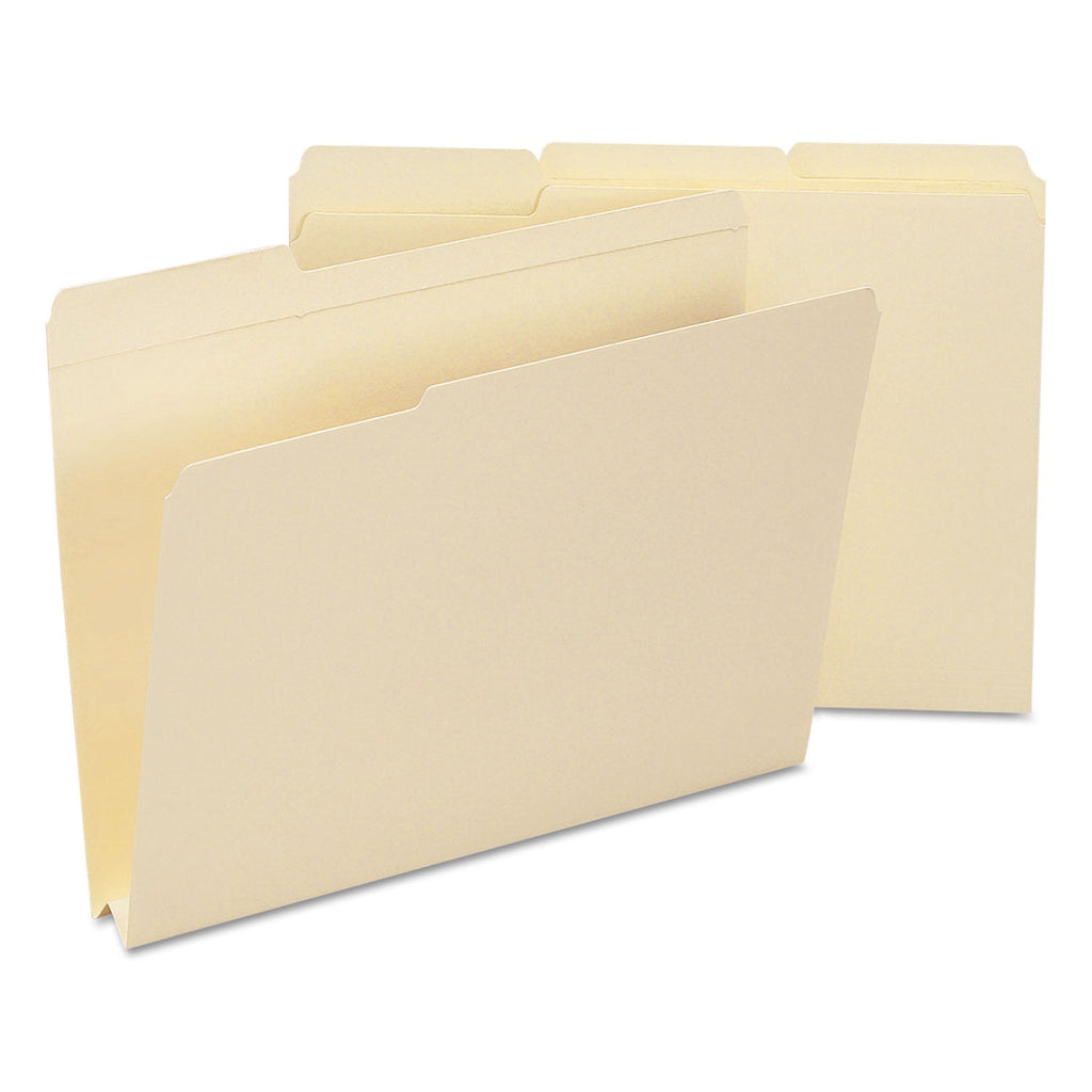 Smead Expandable Heavyweight File Folders, 1/3-Cut Tabs: Assorted, Letter Size, 1.5" Expansion, Manila, 50/Box