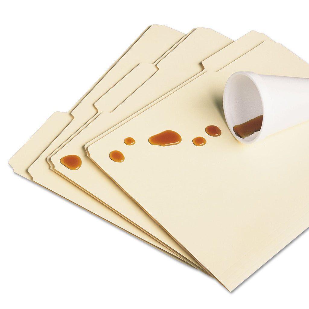 Smead WaterShed/CutLess File Folders, 1/3-Cut Tabs: Assorted, Letter Size, 0.75" Expansion, Manila, 100/Box