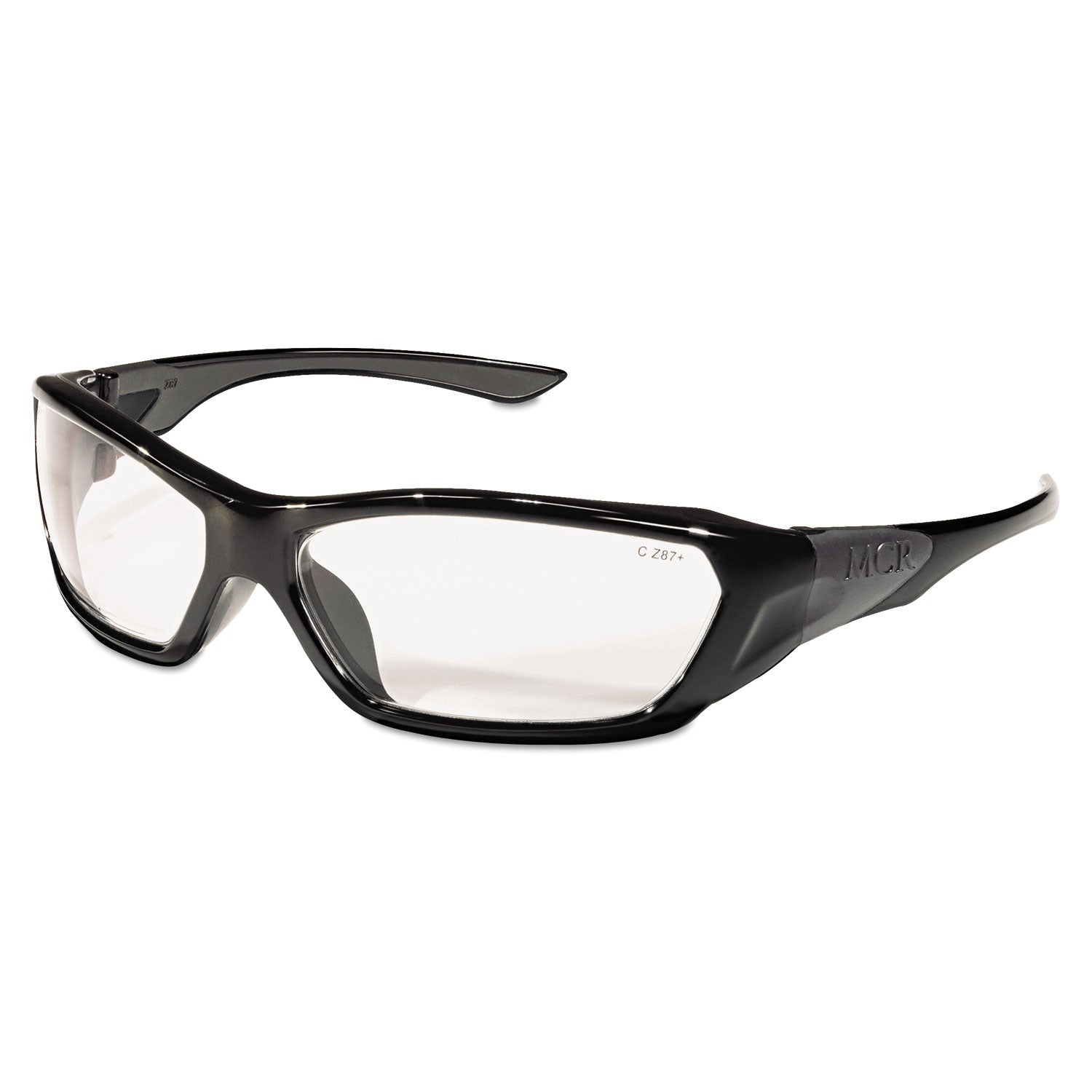 MCR ForceFlex Safety Glasses, Black Frame, Clear Lens
