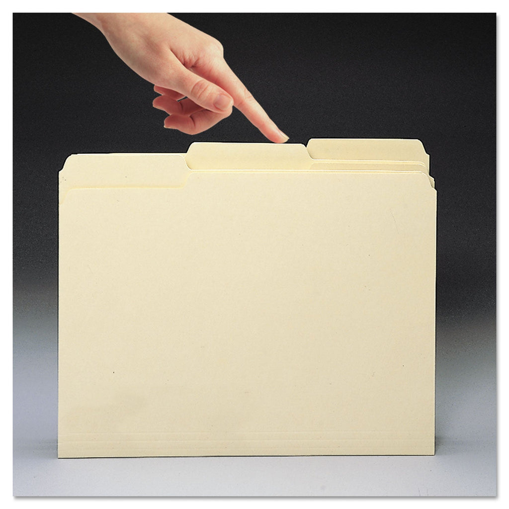 Smead WaterShed/CutLess File Folders, 1/3-Cut Tabs: Assorted, Letter Size, 0.75" Expansion, Manila, 100/Box