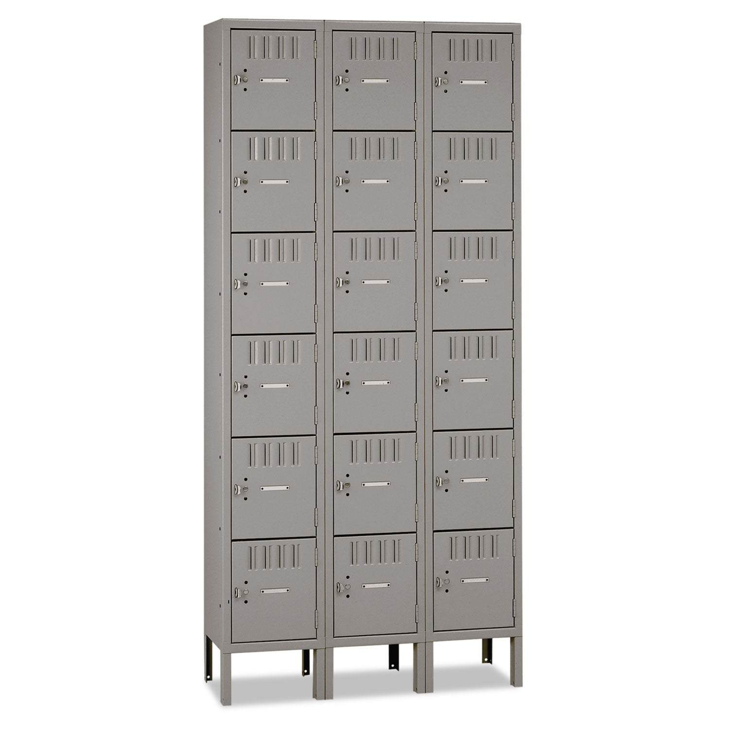 Tennsco Box Compartments with Legs, Triple Stack, 36w x 18d x 78h, Medium Gray