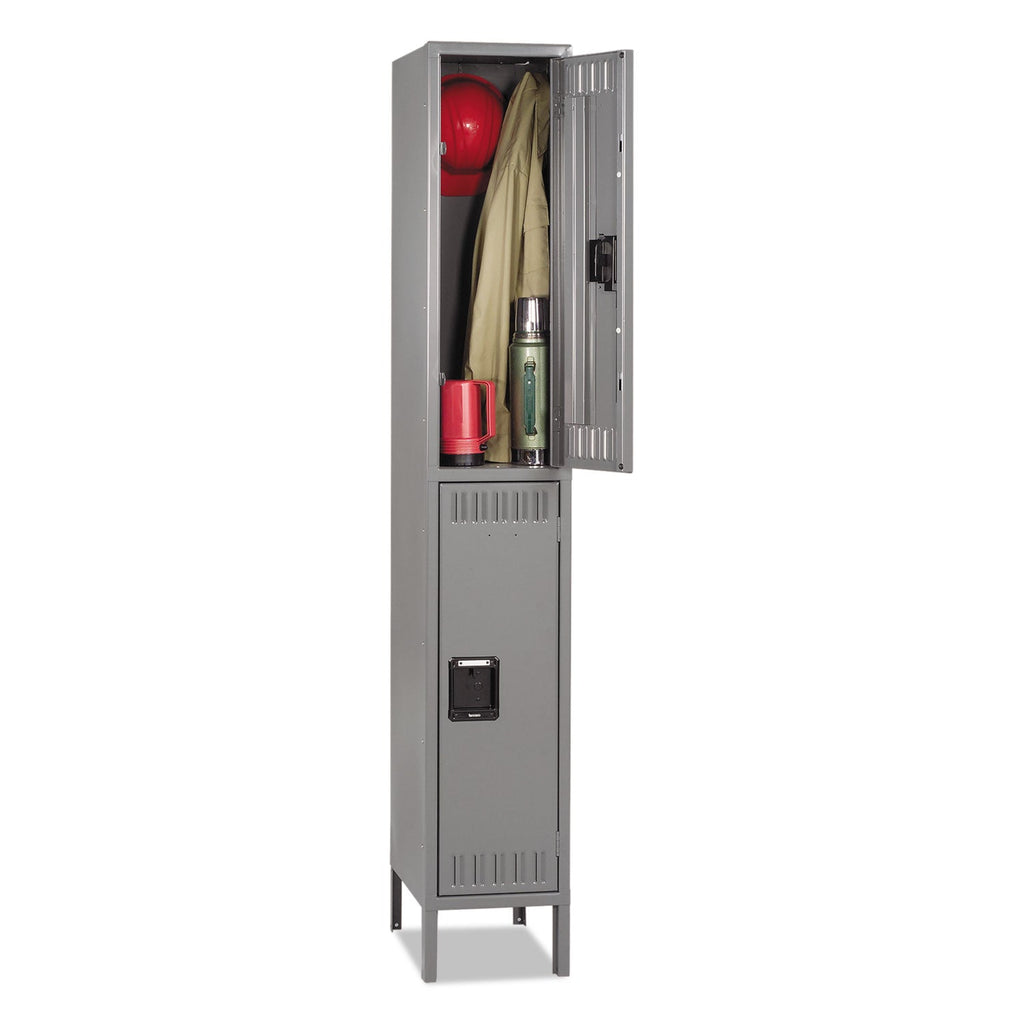 Tennsco Double Tier Locker with Legs, Single Stack, 12w x 18d x 78h, Medium Gray