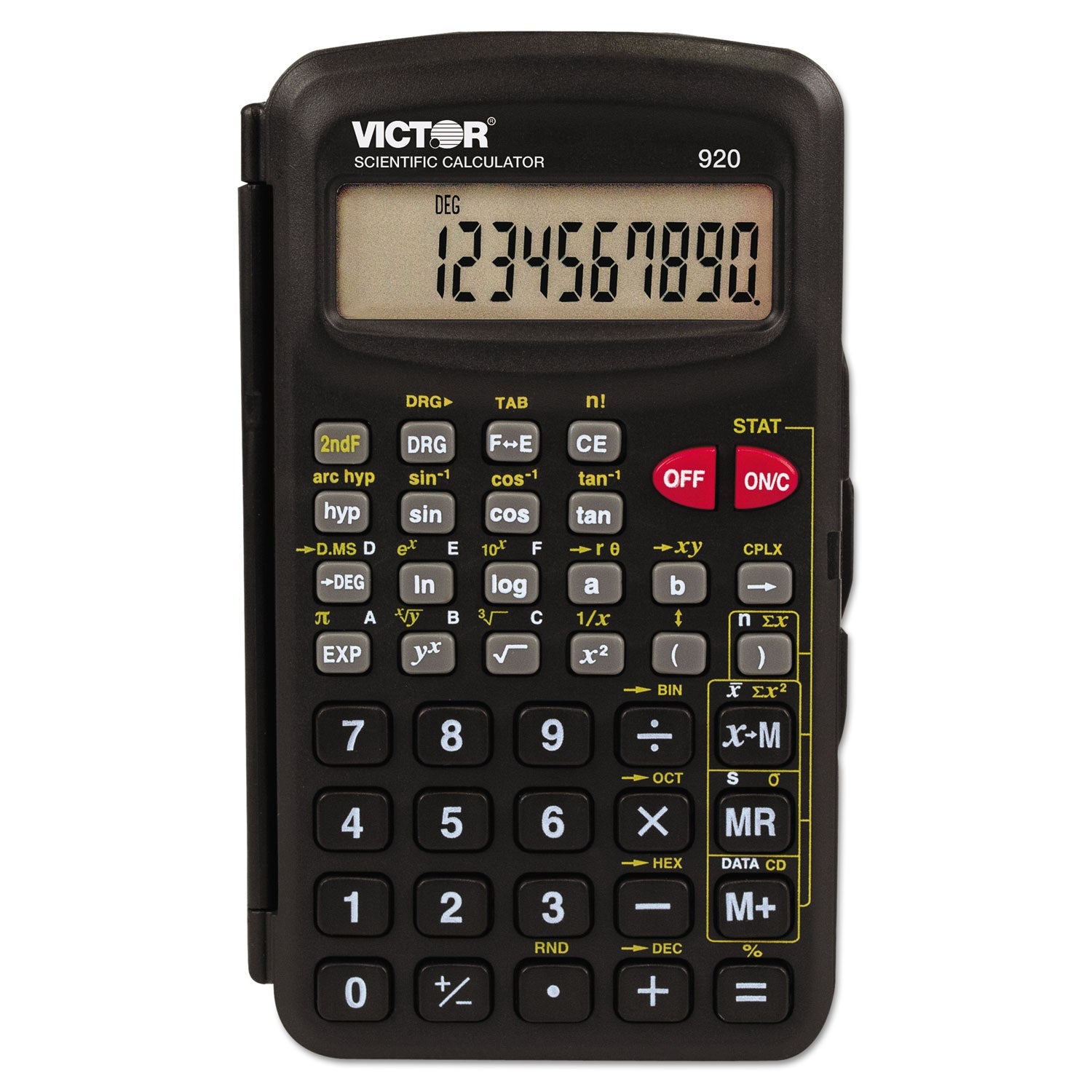 Victor 920 Compact Scientific Calculator with Hinged Case, 10-Digit LCD