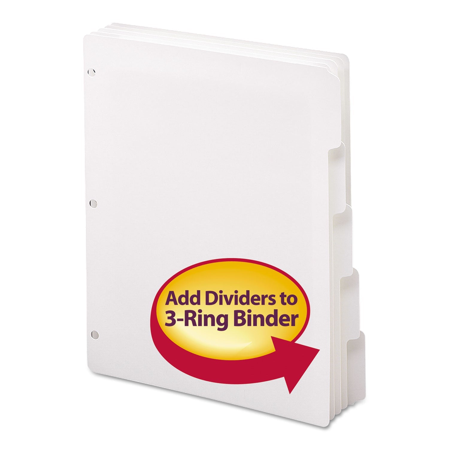 Smead Three-Ring Binder Index Divider, 5-Tab, 11 x 8.5, White, 20 Sets
