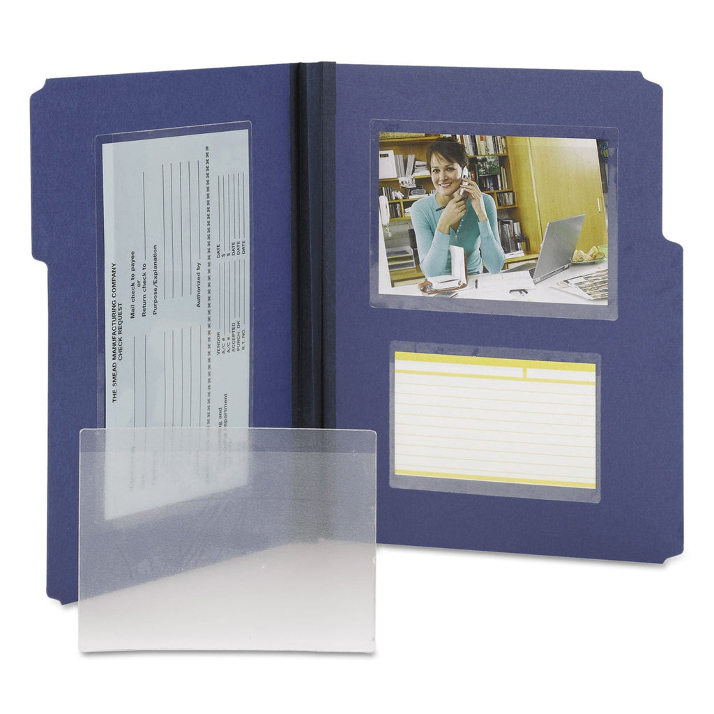 Smead Self-Adhesive Poly Pockets, Top Load, 6.25 x 4.56, Clear, 100/Box