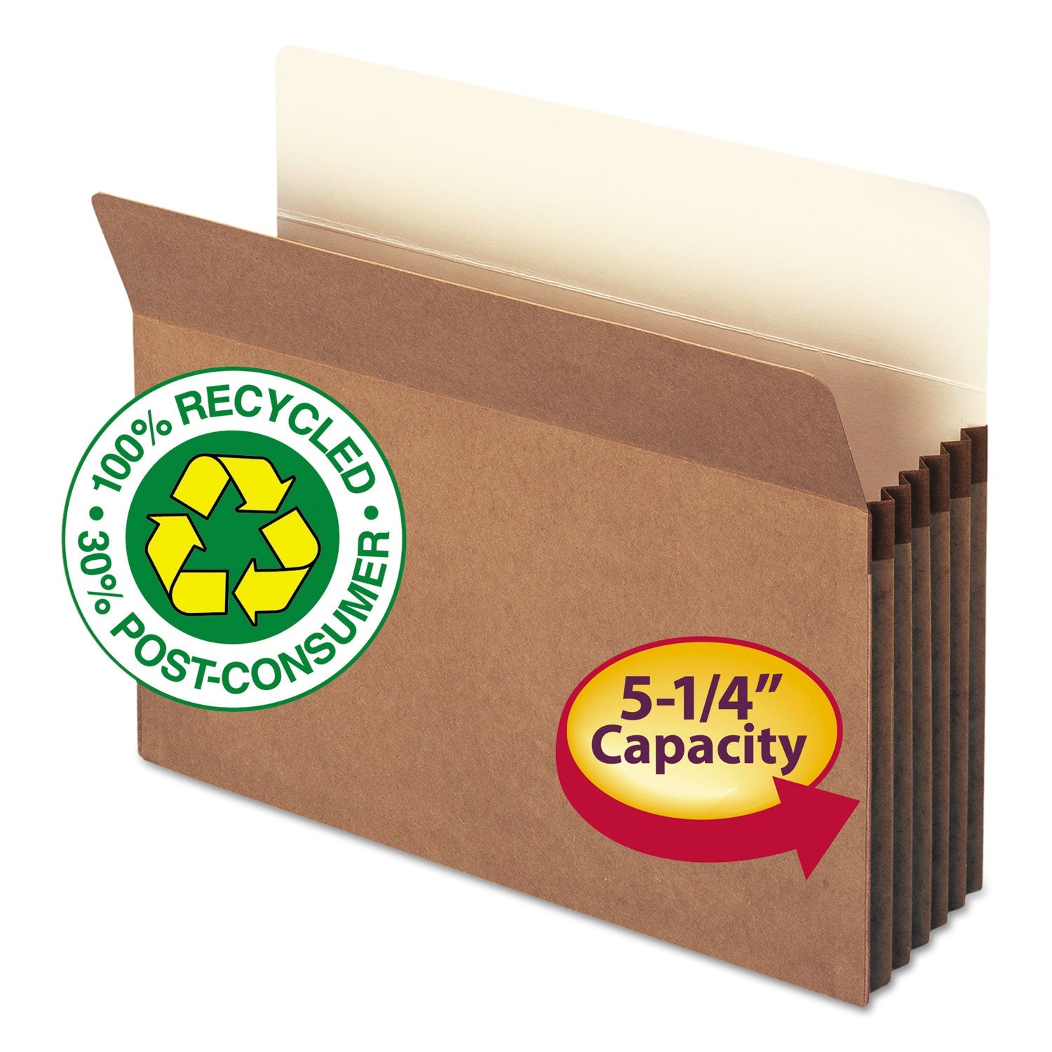 Smead Recycled Top Tab File Pockets, 5.25" Expansion, Letter Size, Redrope, 10/Box