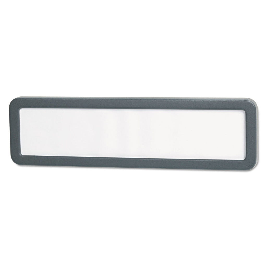 Universal Recycled Cubicle Nameplate with Rounded Corners, 9 x 2.5, Charcoal